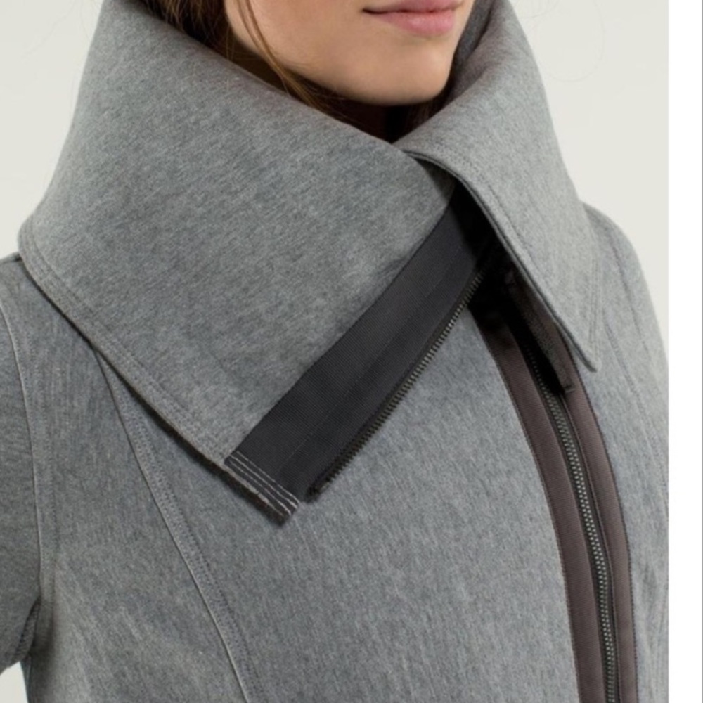 Lululemon Virasana Blanket Wrap Jacket Size 6 Moto Zip Shaw Collar Coat Gray